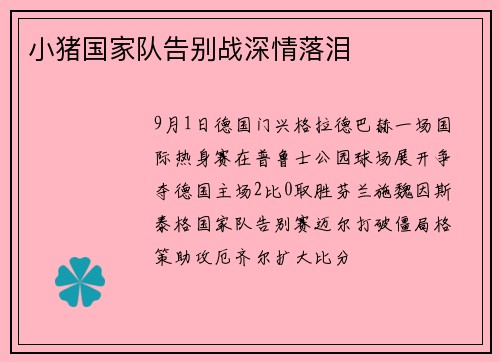 小猪国家队告别战深情落泪